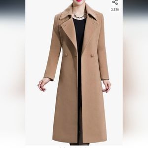 Nwt Aprsfn Women's Elegant Solid Color Mid-Length Thicken Warm Wool Blend Coat